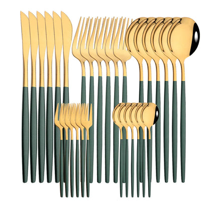 LuxeTone 30 Piece Colourful Stainless Steel Cutlery Set
