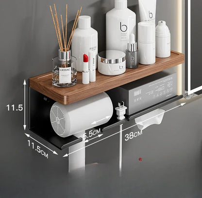 TidyTress  Wooden Hair Dryer & Styling Tool Organiser