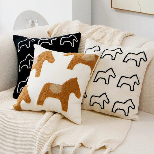 ScandiSnug Cute Embroidered Animal Cushion Cover
