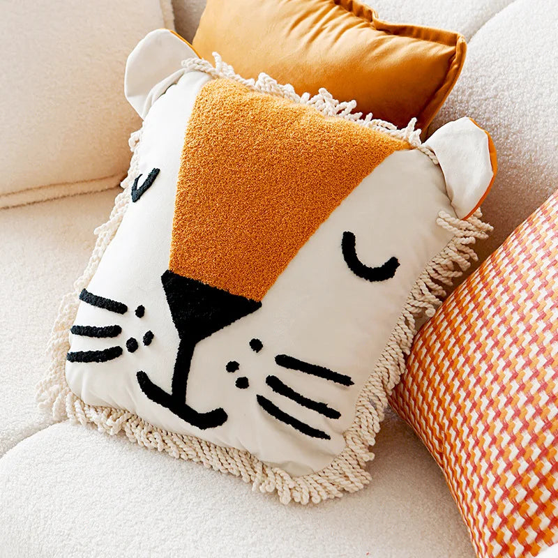 ScandiSnug Cute Embroidered Animal Cushion Cover