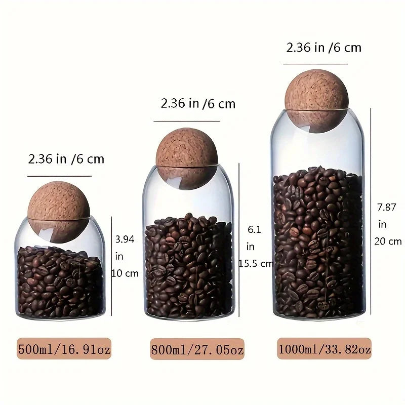 Orbica Trio – Decorative Glass Jar Set with Round Cork Tops