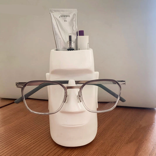 MoaiMate  Multi-Use Desk Sculpture for Stationery, Spectacles & Brushes