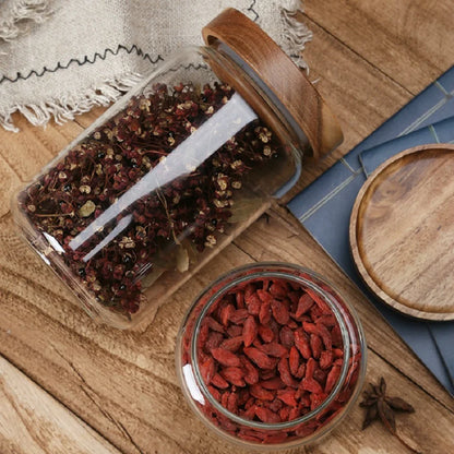 Glass Storage Jar with Airtight Wooden Lid