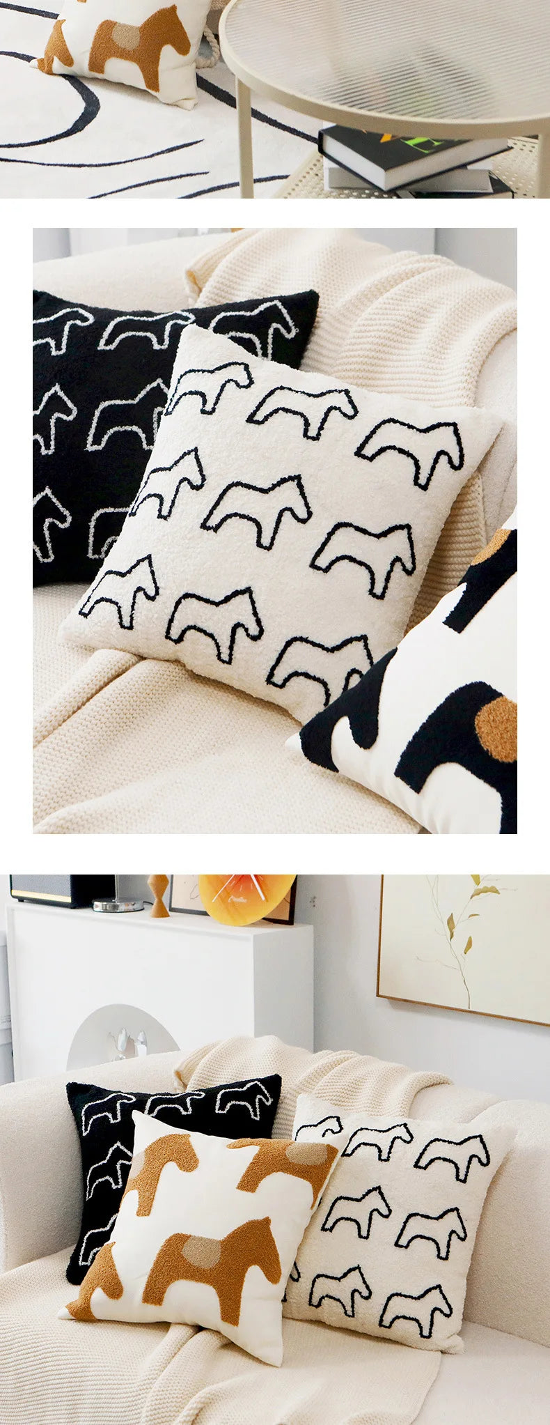 ScandiSnug Cute Embroidered Animal Cushion Cover