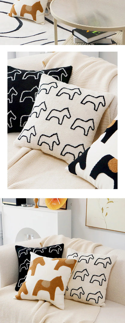ScandiSnug Cute Embroidered Animal Cushion Cover