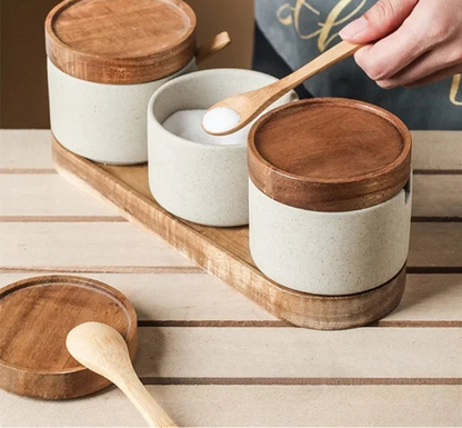 Japanese Ceramic Spice Jar & Condiment Set