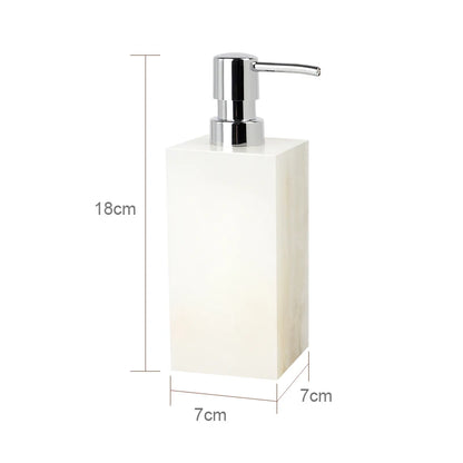SereneStone Collection Natural White Onyx Marble Bathroom Set items with Gold and Silver Accents