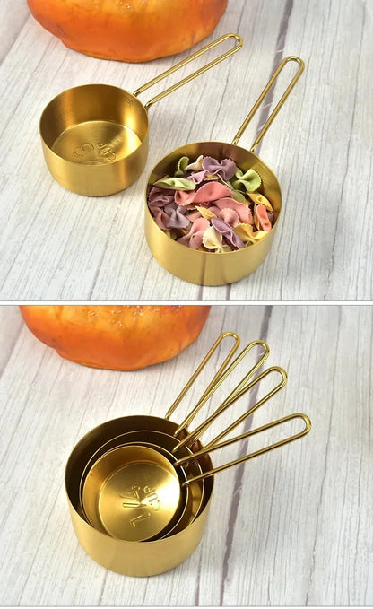 Golden Measure Premium Stainless Steel Cups & Spoons Set