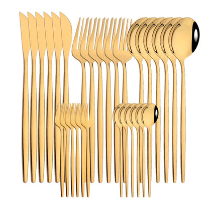 LuxeTone 30 Piece Colourful Stainless Steel Cutlery Set