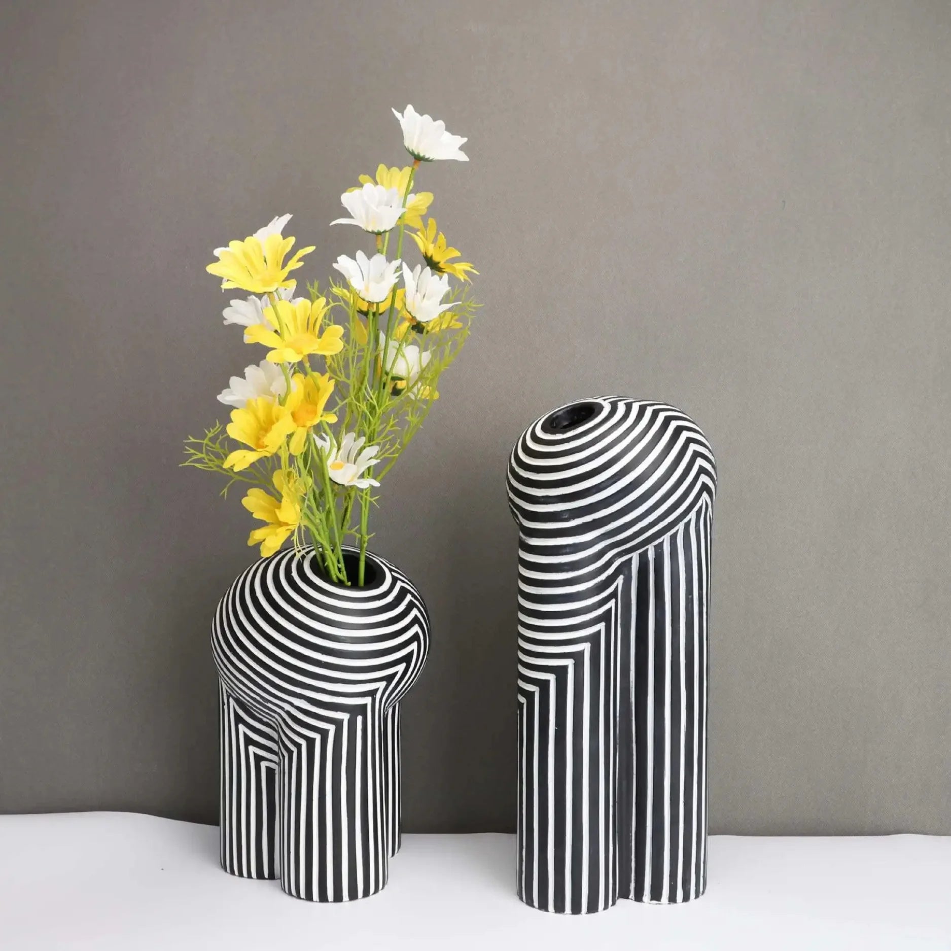Set of striped vases