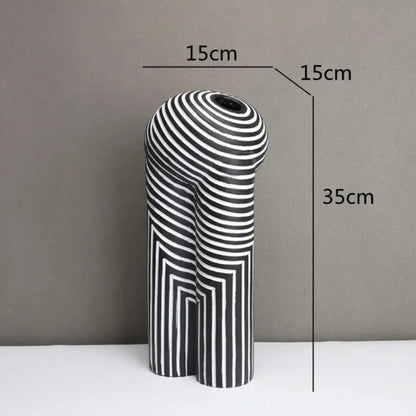 Striped black and white vase