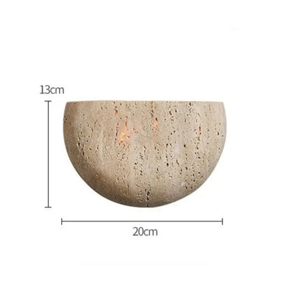 Ceramic wall light with dimensions on a white background