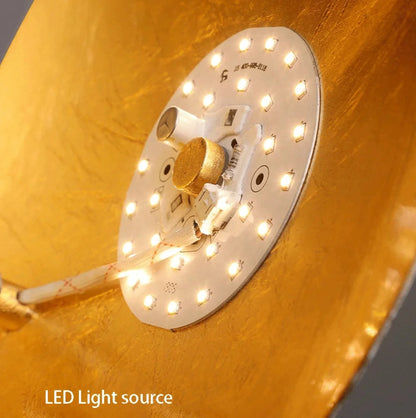 Close-up of an LED light source on a yellow background