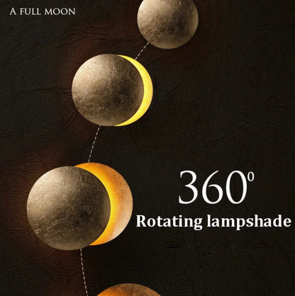 360-degree rotating lampshade with moon phases on a dark background