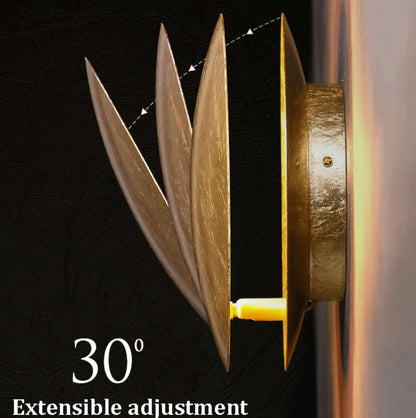 Wall light side with adjustable mechanism on a black background