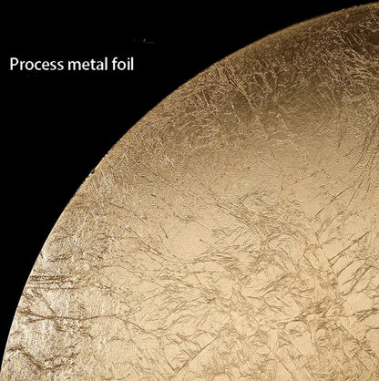 Close-up of process metal foil wall lamp with a textured surface on a black background